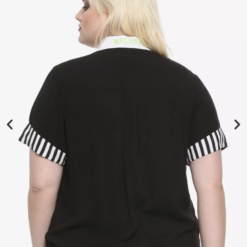 Beetlejuice Black and White Button Up Shirt - Picture 2 of 5
